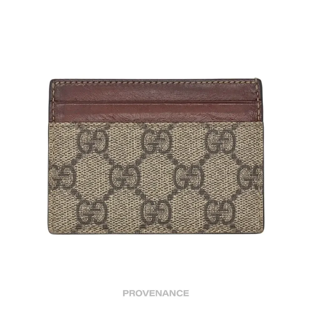 🔴 Gucci GG Supreme Card Holder Wallet - Brown
